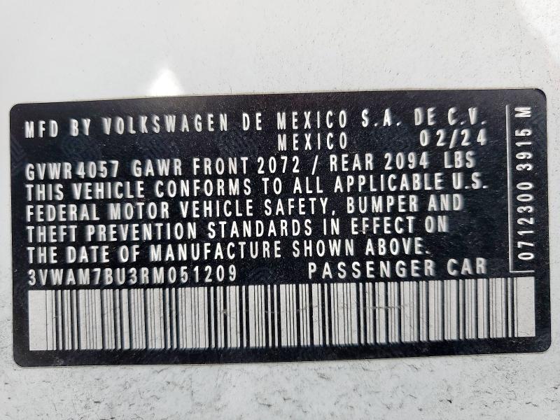 2024 VOLKSWAGEN JETTA SPOR 3VWAM7BU3RM051209
