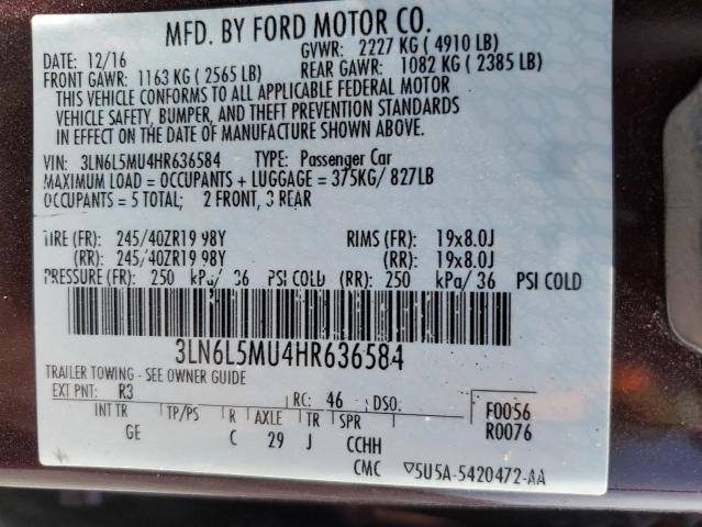 2017 LINCOLN MKZ HYBRID 3LN6L5MU4HR636584