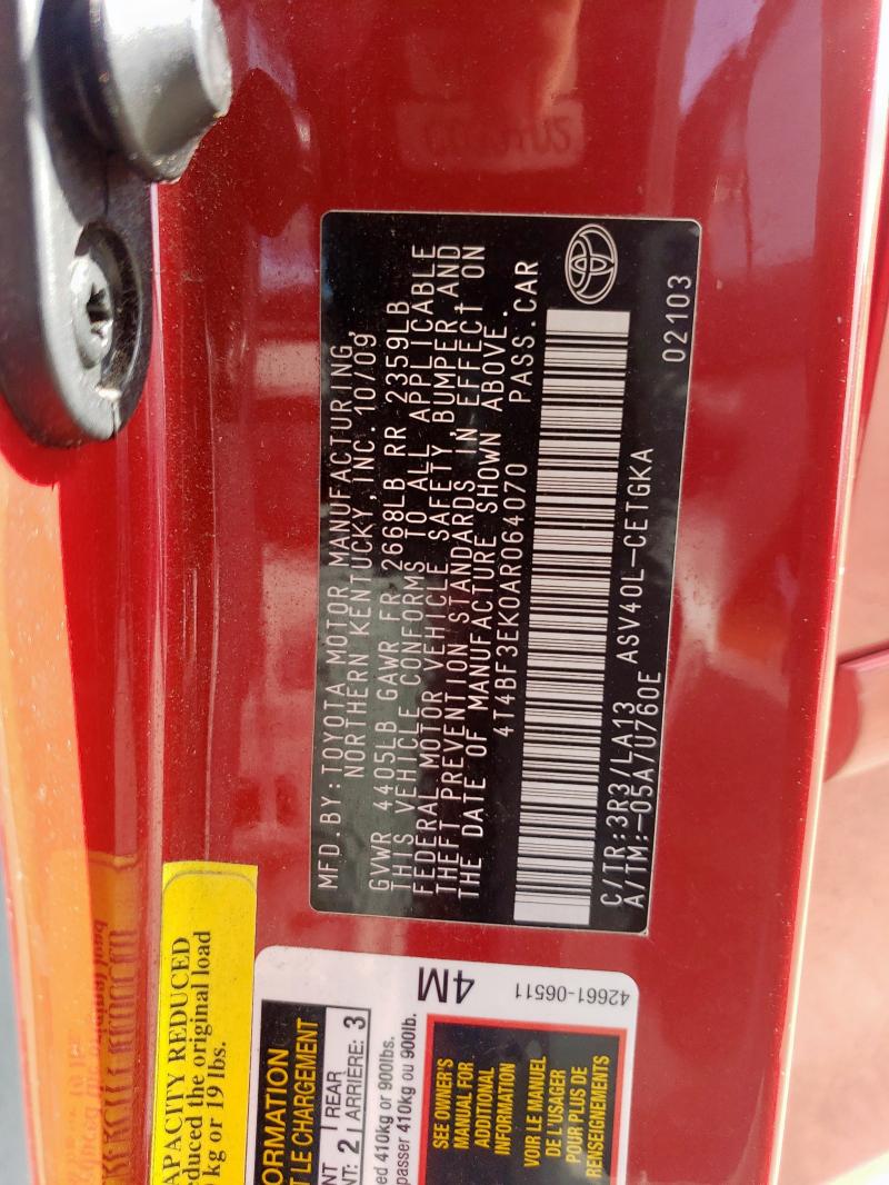 2010 TOYOTA CAMRY BASE - 4T4BF3EK0AR064070