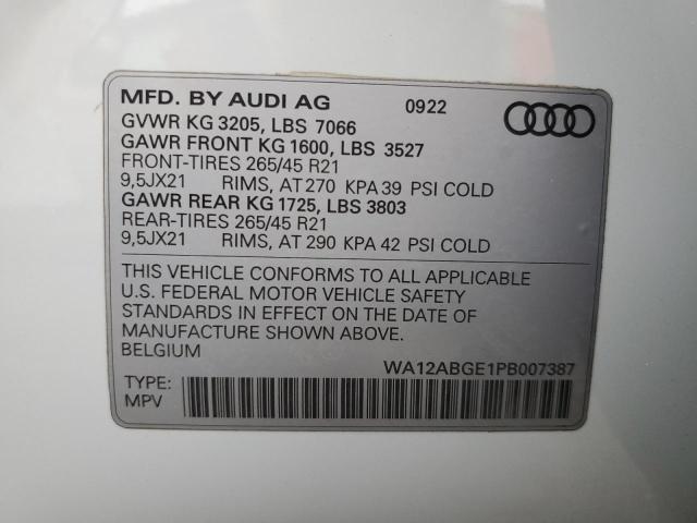 2023 AUDI E-TRON SPO WA12ABGE1PB007387