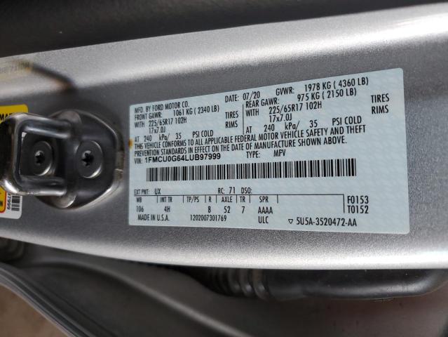 2020 FORD ESCAPE SE - 1FMCU0G64LUB97999