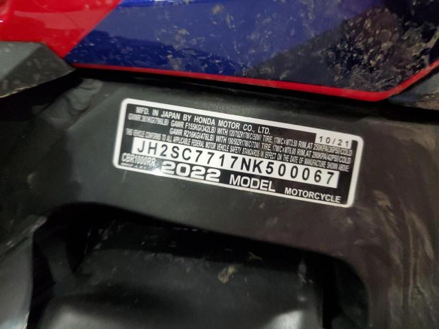 2022 HONDA CBR1000 RR JH2SC7717NK500067