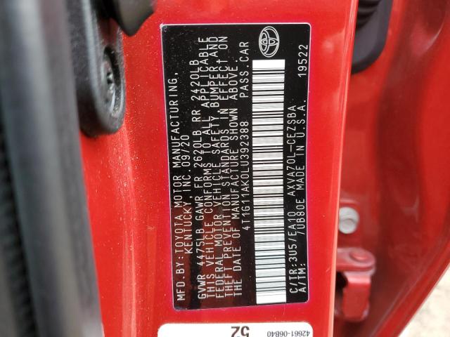 2020 TOYOTA CAMRY SE - 4T1G11AK0LU392388