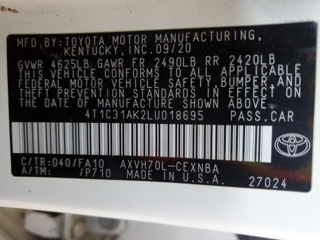 2020 TOYOTA CAMRY LE - 4T1C31AK2LU018695