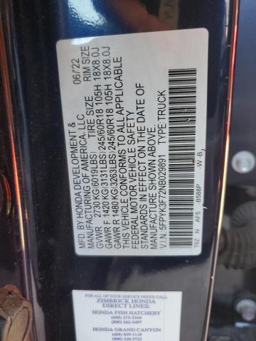2022 HONDA RIDGELINE 5FPYK3F72NB029891