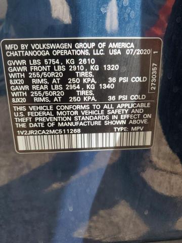 2021 VOLKSWAGEN ATLAS SE - 1V2JR2CA2MC511268