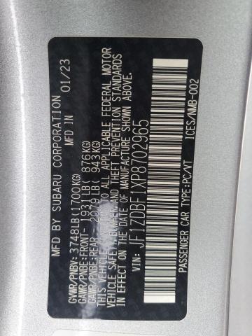 2023 SUBARU BRZ LIMITE JF1ZDBF1XP8702965