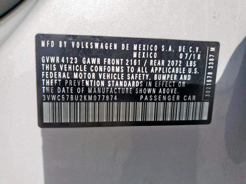 2019 VOLKSWAGEN JETTA S - 3VWC57BU2KM077974