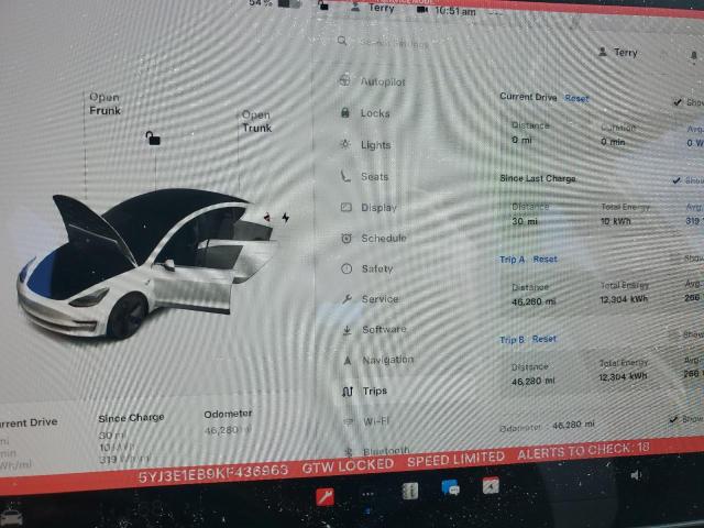 2019 TESLA MODEL 3 - 5YJ3E1EB9KF436963