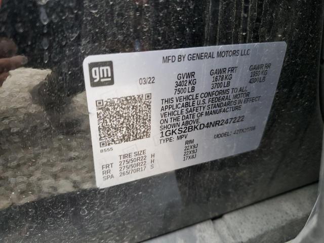 2022 GMC YUKON SLT 1GKS2BKD4NR247222