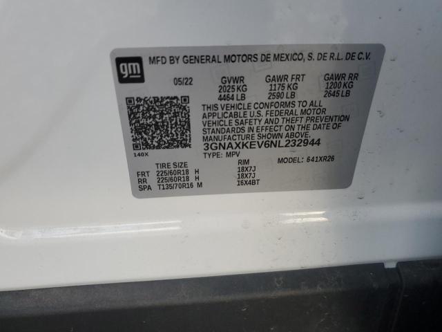 2022 CHEVROLET EQUINOX LT - 3GNAXKEV6NL232944