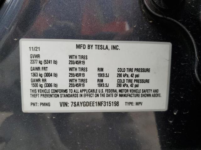 2022 TESLA MODEL Y - 7SAYGDEE1NF315198