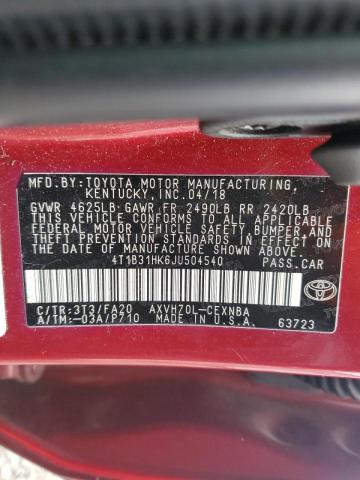 2018 TOYOTA CAMRY LE - 4T1B31HK6JU504540