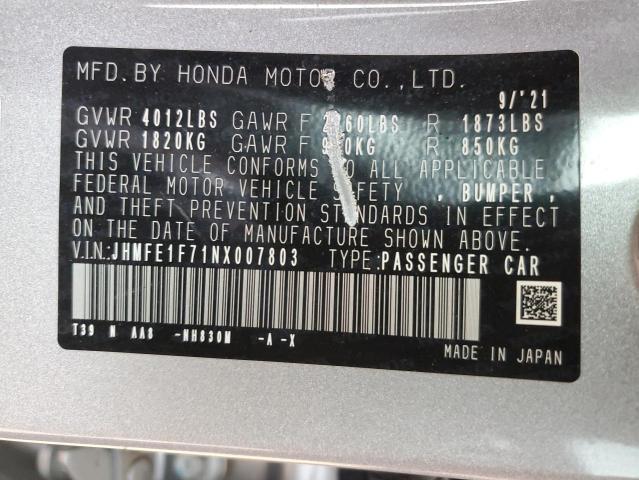 2022 HONDA CIVIC EX - JHMFE1F71NX007803
