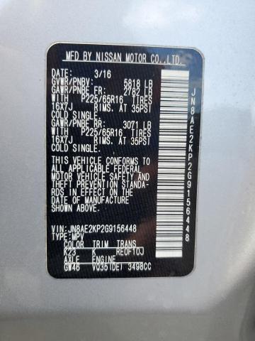 2016 NISSAN QUEST S - JN8AE2KP2G9156448