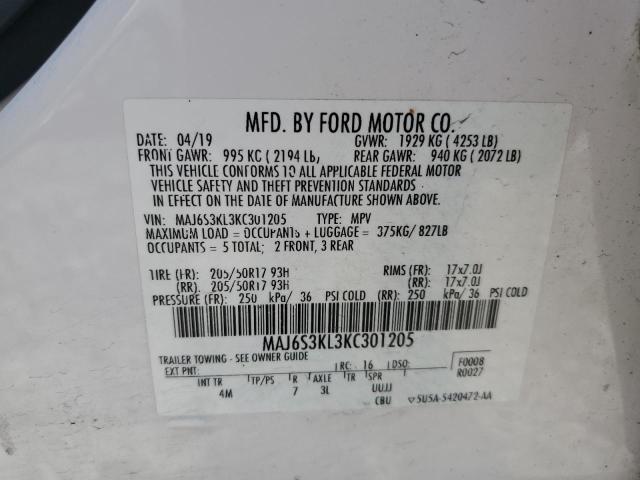 2019 FORD ECOSPORT T - MAJ6S3KL3KC301205
