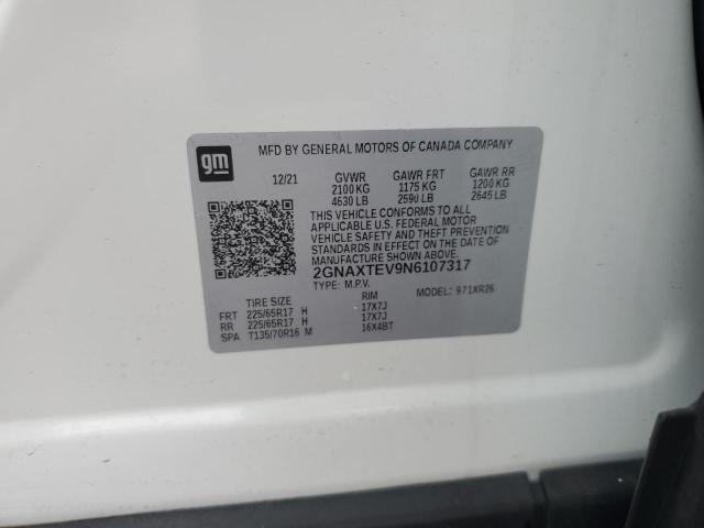 2022 CHEVROLET EQUINOX LT - 2GNAXTEV9N6107317