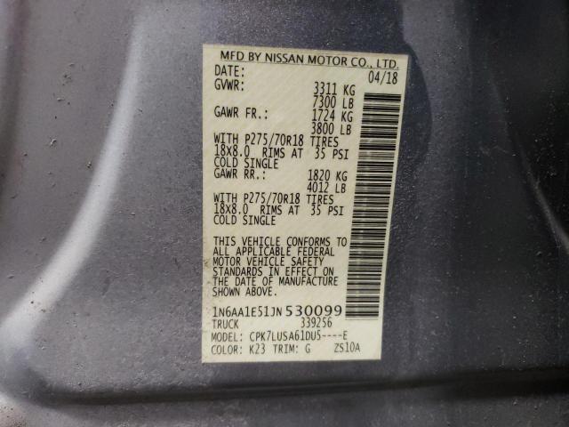 2018 NISSAN TITAN SV - 1N6AA1E51JN530099