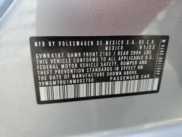 2022 VOLKSWAGEN JETTA SEL 3VWGM7BU1NM002756