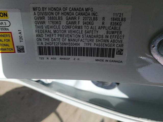 2022 HONDA CIVIC SPOR - 2HGFE2F58NH550464