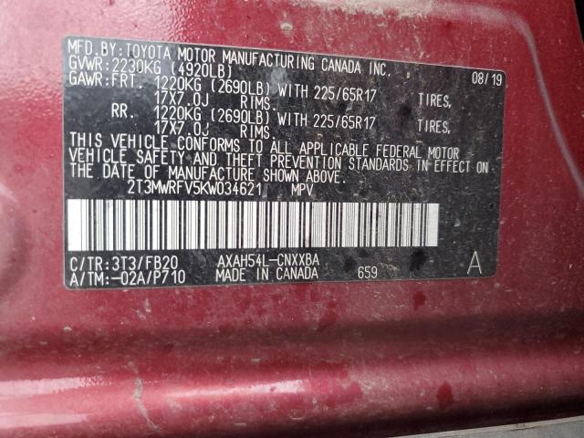 2019 TOYOTA RAV4 LE - 2T3MWRFV5KW034621