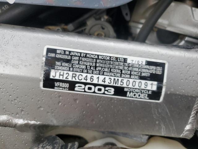2003 HONDA VFR800 JH2RC46143M500091