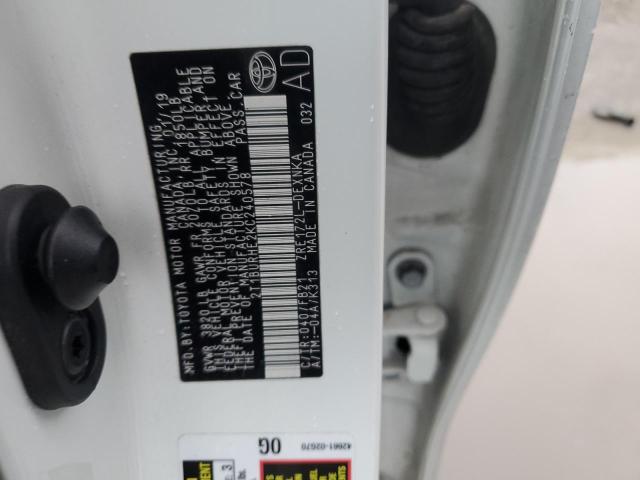 2019 TOYOTA COROLLA L 2T1BURHE2KC240578