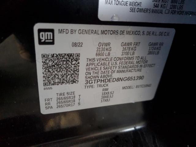 2022 GMC SIERRA C15 3GTPHDED8NG651390