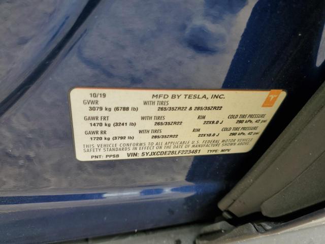 2020 TESLA MODEL X 5YJXCDE28LF223481