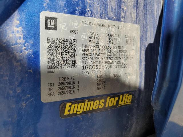 2019 CHEVROLET COLORADO - 1GCGSBEN9K1311030