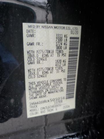 2020 NISSAN TITAN SV 1N6AA1ED9LN505056