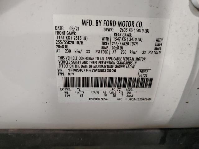2021 FORD EXPLORER L - 1FMSK7FH7MGB33906