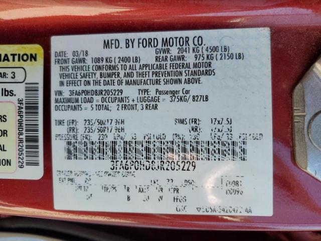 2018 FORD FUSION SE - 3FA6P0HD8JR205229