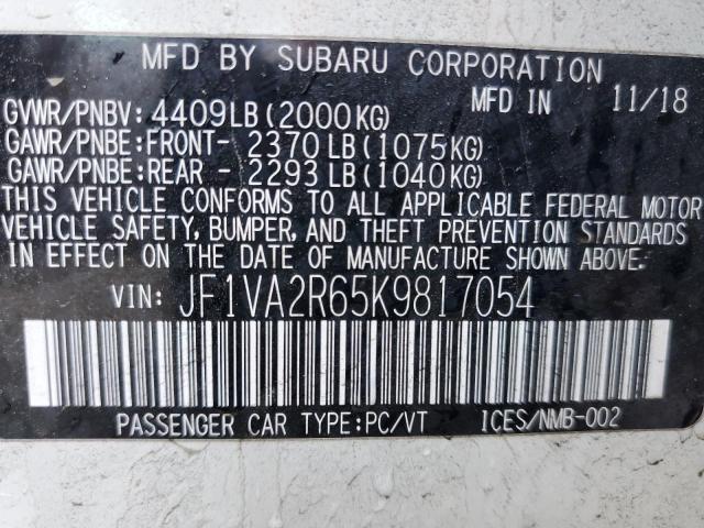 2019 SUBARU WRX STI JF1VA2R65K9817054