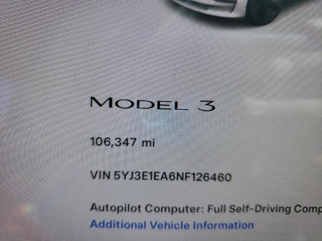 2022 TESLA MODEL 3 - 5YJ3E1EA6NF126460