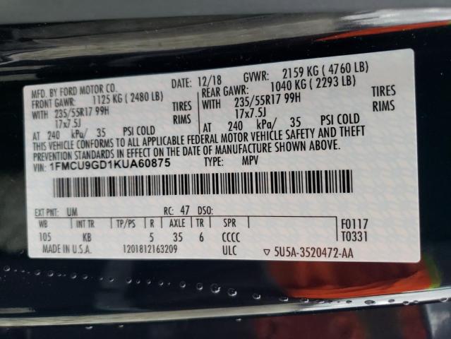 2019 FORD ESCAPE SE - 1FMCU9GD1KUA60875
