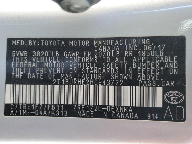 2017 TOYOTA COROLLA L - 2T1BURHE2HC943722