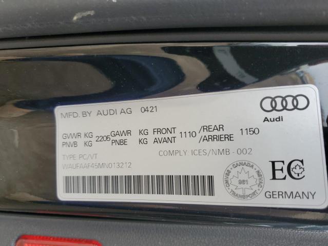 2021 AUDI A4 PRESTIG WAUFAAF45MN013212