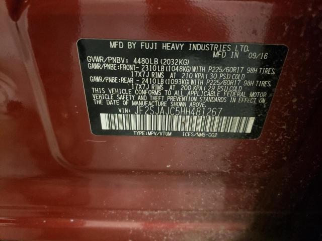 2017 SUBARU FORESTER 2 - JF2SJAJC5HH481267