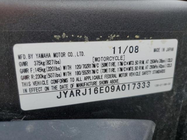 2009 YAMAHA YZFR6 JYARJ16E09A017333