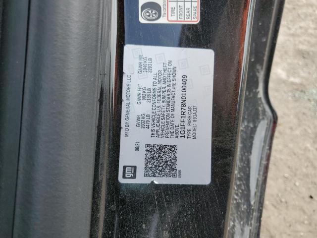 2022 CHEVROLET CAMARO LT1 1G1FF1R78N0100409