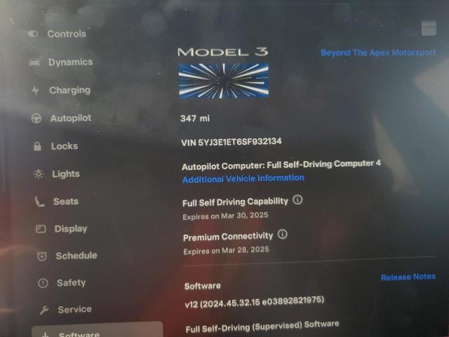 2025 TESLA MODEL 3 - 5YJ3E1ET6SF932134