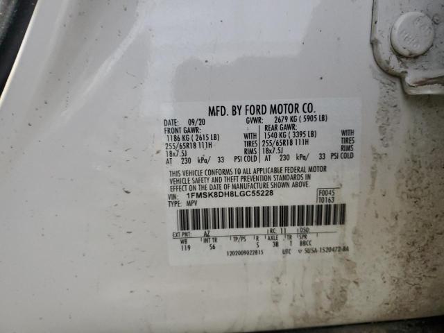 2020 FORD EXPLORER X - 1FMSK8DH8LGC55228