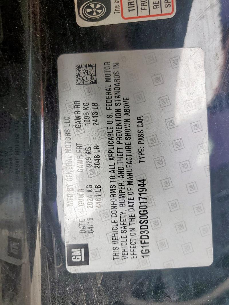 2016 CHEVROLET CAMARO LT - 1G1FD3DS0G0171944