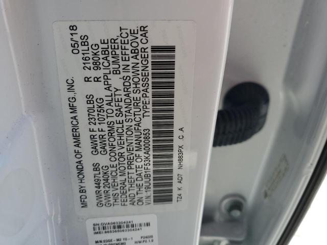 2019 ACURA TLX TECHNO 19UUB1F53KA000853