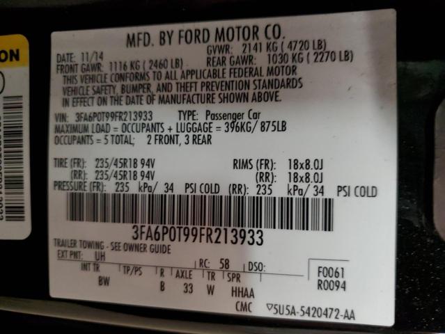 2015 FORD FUSION SE - 3FA6P0T99FR213933