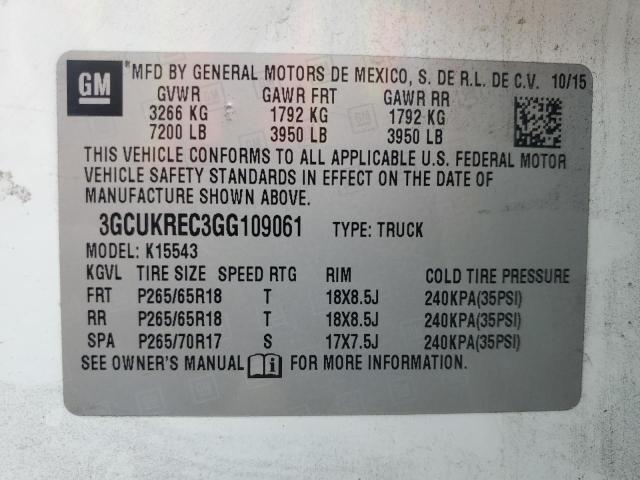 2016 CHEVROLET SILVERADO - 3GCUKREC3GG109061