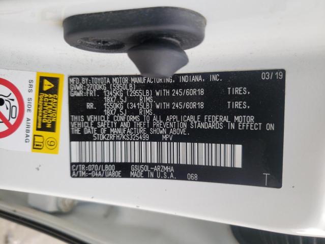 2019 TOYOTA HIGHLANDER - 5TDKZRFH7KS325499