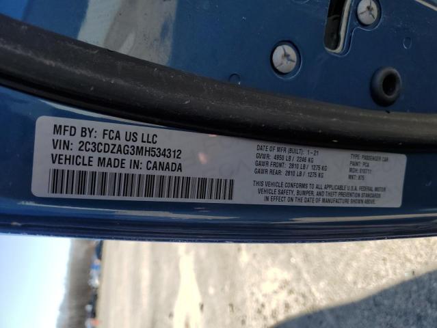 2021 DODGE CHALLENGER SXT 2C3CDZAG3MH534312