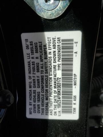 2019 HONDA INSIGHT TO 19XZE4F99KE003172